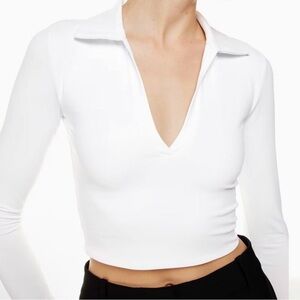 Aritzia White Long Sleeve Blouse